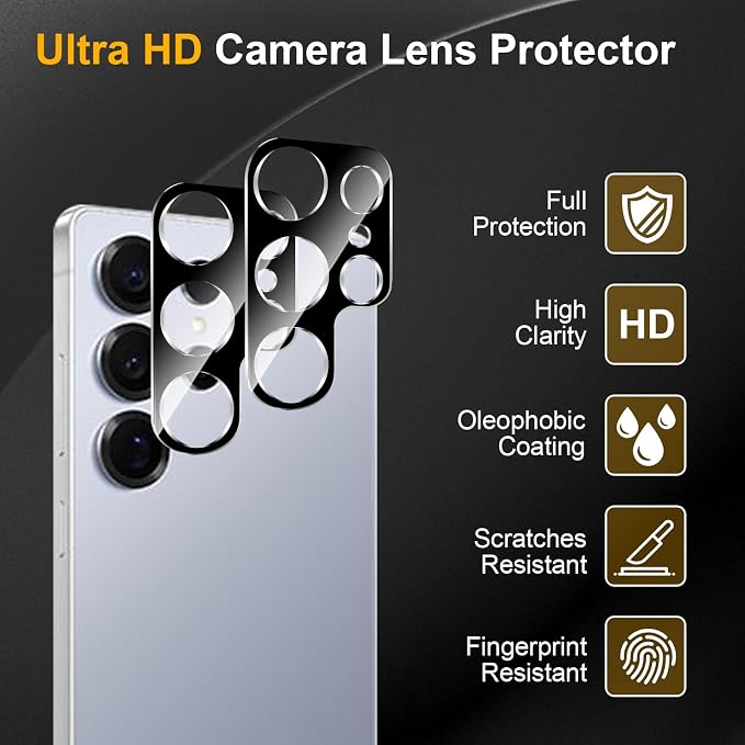 3 Pack Camera Lens Protector for Samsung Galaxy S25 Ultra | Tempered Glass,Anti-Fingerprint,9H Hardness,Scratch Resistant,Easy to Install,Bubble Free,HD Clarity - Image 5