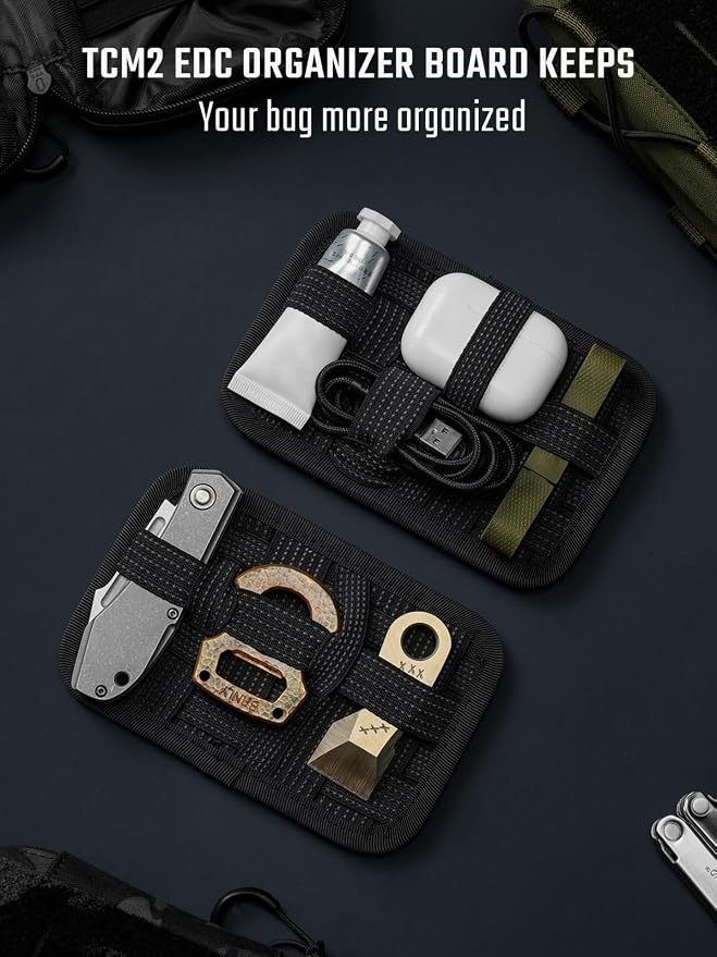 TACTICAL_GEEK TCM2 Mini EDC Organizer Board, Anti-Slip Elastic Woven Board,Bag Insert Panel for Small Gear, Backpack Accessories for Everyday Necessary Gadget (Black) - Image 5