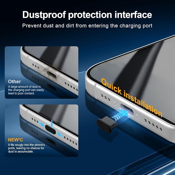 NEW'C 3x Privacy for iPhone 16 Screen Protector (6.1 inches)+ 3x Camera Lens Protector, Sensor Protection, Case Friendly Tempered Glass Film + Dust Plug - Easy installation tool included - Image 4