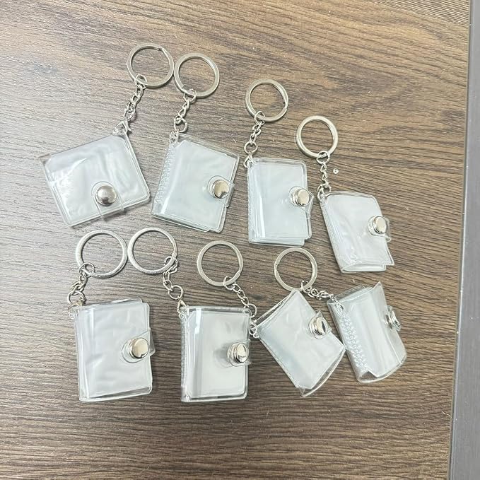8 Clean Mini Photo Album with Keychain,1x1.5 Business Credit Card Holders | 1inch Small Hanging Photocard Holder - Photo Ornaments for Tree, Card Cases 8Page-16 Card Pockets Collection Album Bulk - Image 6