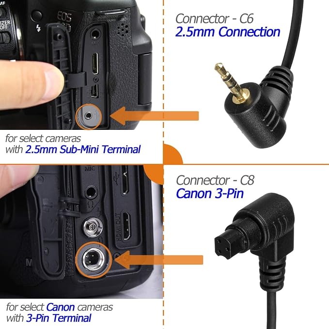 Camera Remote Control Wireless Shutter for Canon EOS RP, R6, Rebel T6, T7 | for Canon T5, T3, SL2, 5D Mark II, 5D Mark III, 5D Mark IV, 6D Mark II, 7D Mark II, 7D Series, 5D Series; for Fujifilm X-T3 - Image 8