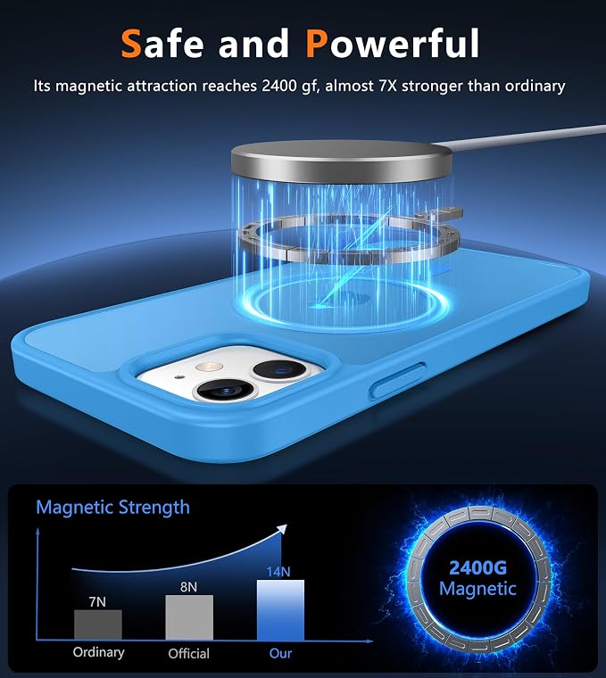 FNTCASE for iPhone 12/iPhone 12 Pro Case Ice Blue: Fit for MagSafe | Translucent Magnetic Camera Protection Slim Cases, 14FT Military Grade Drop Tested, Matte Shockproof Cover - Image 3