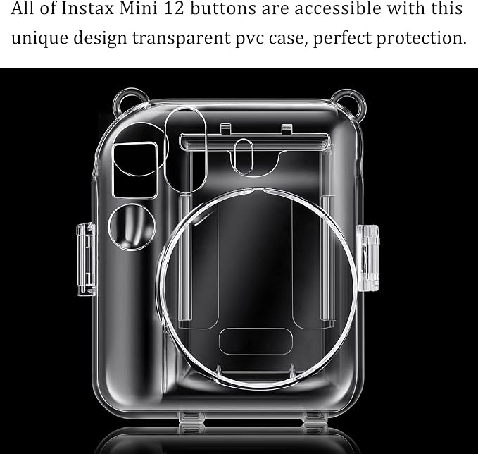 Fintie Protective Case for Fujifilm Instax Mini 12 Instant Camera - Crystal Hard Shell Cover with Upgraded Film Pocket for Storing Photos & Removable Shoulder Strap | Crystal Hard Shell Cover, Back Films Pocket, Adjustable Shoulder Strap, Scratch Pesis... - Image 8