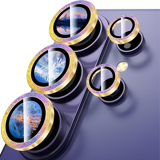 Uyiton for Samsung Galaxy S26 Ultra Camera Lens Protector, Unique Design | Case-Friendly, Ultra-Thin, Military-Grade Sapphire Glass with Aluminum Metal Rear Camera Screen Cover, Glitter Colorful - Image 8