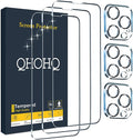 QHOHQ 3 Pack Screen Protector for iPhone 13 Pro Max 6.7" with 3 Pack Tempered Glass Camera Lens Protector, Ultra HD, 9H Hardness, Scratch Resistant, Easy Install - Case Friendly by QHOHQ
