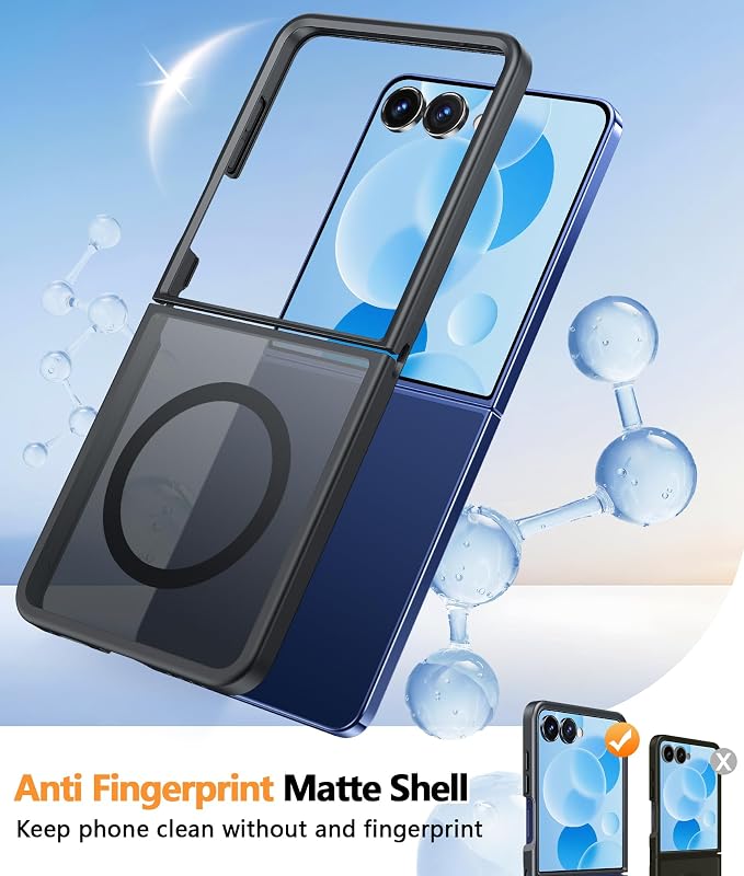 FNTCASE for Samsung Galaxy Z Flip 7 Case, Fit for Magsafe, Screen Protector | Translucent Matte, 18FT Military Grade Drop Protection, Shockproof Protective Phone Cover, Black - Image 4