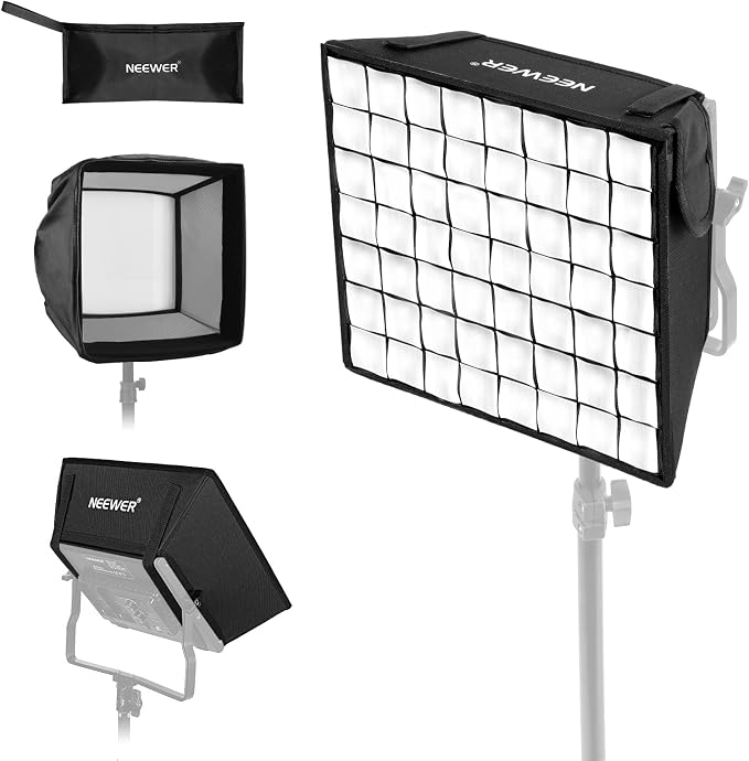 NEEWER 12.2"x11.4" Foldable Softbox Diffuser with Grid and Bag for NL660/SNL660/RGB660/RGB660 Pro/RGB660 PRO II LED Video Light Panel, Studio Photo Portrait Photography YouTube Video Soft Lighting | 12.2"x11.4", Foldable, LED Video Light Panel Diffuser... by Neewer