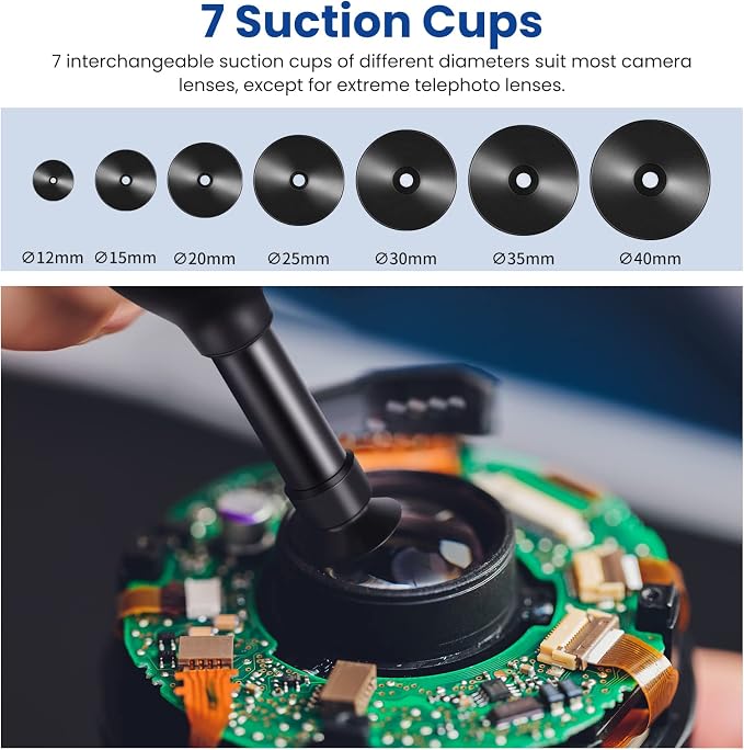 NEEWER 8 in 1 Lens Sucker Kit, IC Pick Up Vacuum Suction Pen | 7 Interchangeable Suction Cups, Lens Repair Tool for Repair and Cleaning, Watches, and Electronic Components - Image 5