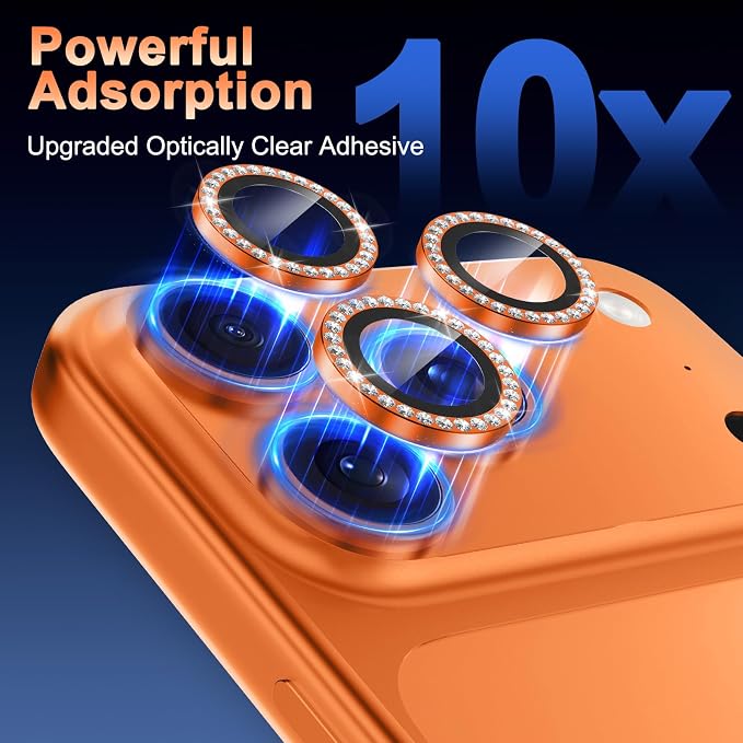 Meshine for iPhone 17 Pro/17 Pro Max Camera Lens Protector,Scratch Proof,Strong Adsorption,9H Hardness with Metal Ring Camera Cover,Ultra Thin Case Friendly, Accessories Lens Protector,Shiny Colorful - Image 5
