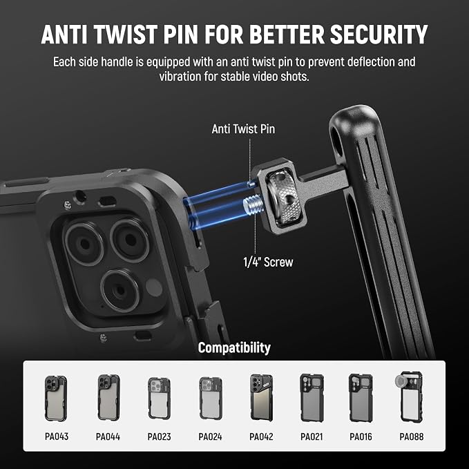 NEEWER Side/Top Handle Only for NEEWER iPhone 16 15 Samsung S24 S23 Cages | 2 Pack, Rotatable, 1/4" Screw, Anti Twist Pin, for Phone Stabilizer Video Rig, Video Recording, Filming, PA027 - Image 2