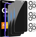 Wiaocit Tempered Glass Privacy Screen Protector for iPhone 15 Pro | 3+3 Pack, 9H Hardness, Camera Lens Protector, Installation Frame, Bubble Free, Case Friendly by Wiaocit