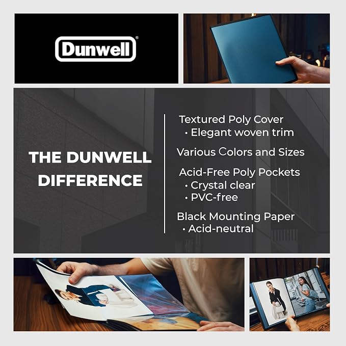 Dunwell 8x10 Photo Album & Art Portfolio Book, 24 Clear Sleeves, Blue | Displays 48 Pages, 24 Clear Sleeves, Black Mounting Paper, Organizer for 8x10 Photos - Image 8