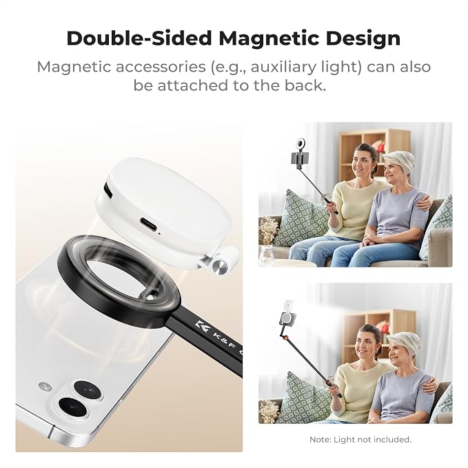 K&F CONCEPT Lightweight 71 inch Magnetic Selfie Stick Tripod | Portable Extendable, Bluetooth Remote, 3-Axis Adjustment Aluminium Vlog Rig Compatible with iPhone 17 16 15 14 Pro Max, MS18 - Image 3