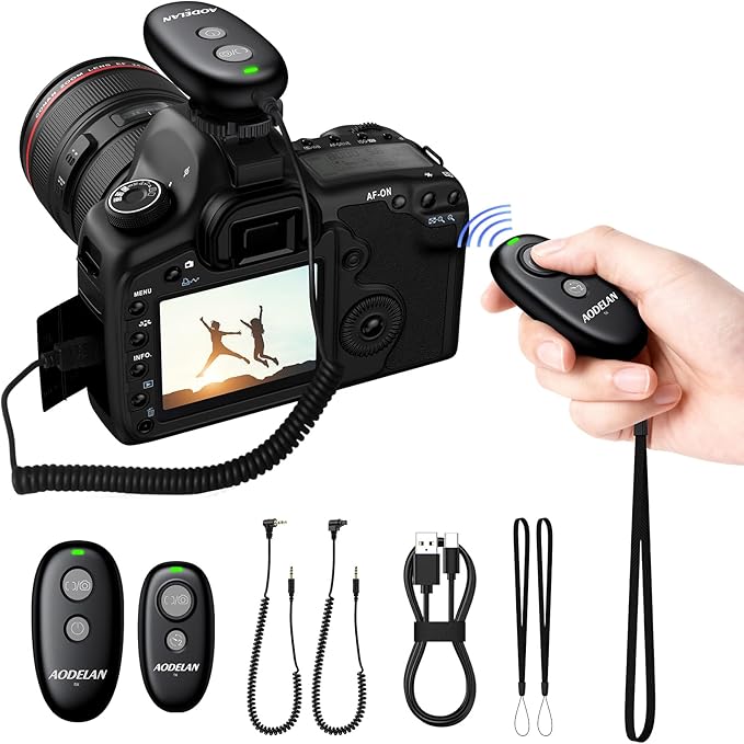 USB-C Rechargeable Wireless Camera Remote Shutter Release for Canon | EOS RP R6 Rebel T7 T6 T5 T3 SL2 5D Mark II III IV 6D Mark II 7D Mark II 7D Series 5D Series by AODELAN