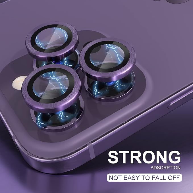 Choiche for iPhone 14 Pro/iPhone 14 Pro Max Camera Lens Protector | Ultra HD, 9H Tempered Glass Camera Cover Screen Protector Metal Ring Decoration Accessories (Purple) - Image 6