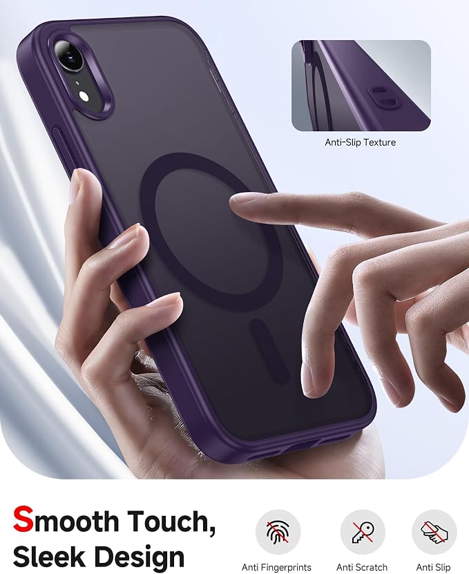 LeYi for iPhone-XR Phone Case Purple with Screen Protector X2 + Camera Cover X2:[ MagSafe Compatible] Magnetic Slim Cases for i Phone 10 iphoneXR Military Grade Protective Funda Para 10XR, Deep Purple - Image 4