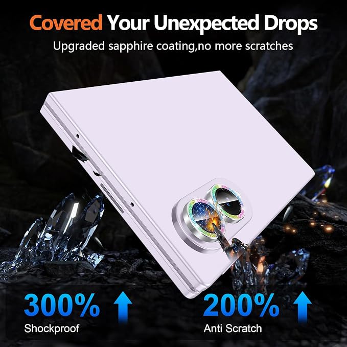 for Samsung Galaxy Z Fold 8 Camera Lens Protector, Individual Metal Ring Tempered Glass Lens Cover, [Strong Adsorption] Scratch Resistant Ultra-Thin HD Clear Lens Cover, Colorful Sparkly - Image 5