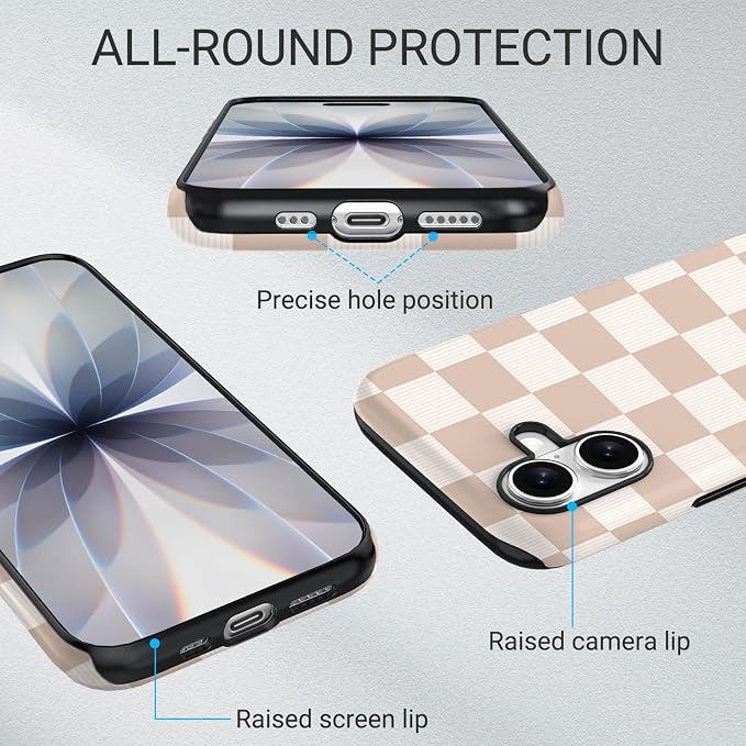 TPU Phone Case for iPhone 16, MagSafe Wireless Charging Compatible, Shockproof Slim Fit Protective Cover with Anti-Yellowing & Raised Camera Protection (Plaid 2, iPhone 16) - Image 5