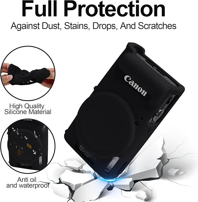 Easy Hood Camera Case for Canon ELPH 360/IXUS 285 HS/IXY 650 Camera,Black | With Removable Lens Cover,Soft Silicone Protective Case,Anti-Scratch,Dustproof,Shockproof,Enhanced Grip,Camera Accessories - Image 3