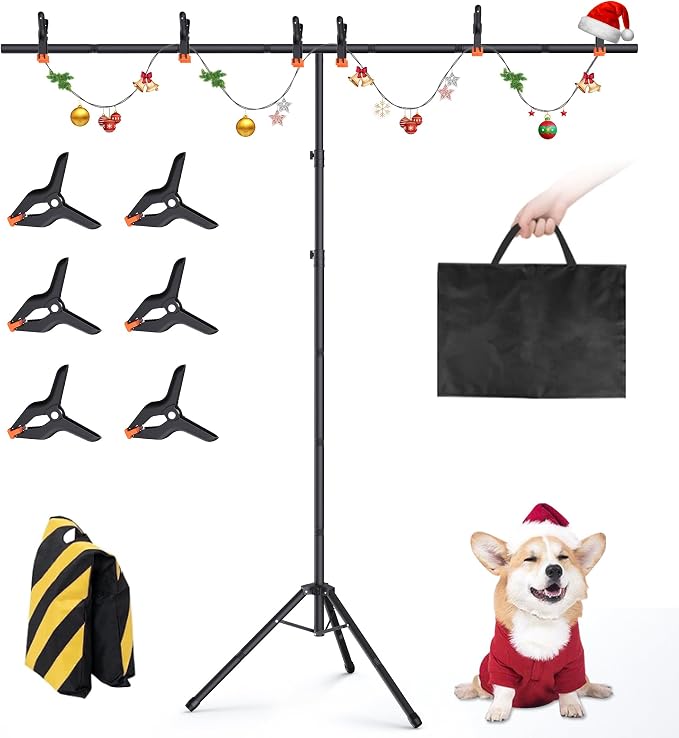 Forlogic Portable T-Shape Backdrop Stand Support Kit 8x7.2ft, Adjustable Photo Green Screen Back Drop Stand for Party, Photography Videography Studio (8×7.2Ft) by Forlogic