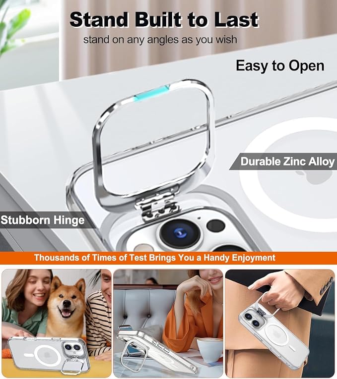 for iPhone 17 Pro Case Clear,Magnetic iPhone 17Pro Case with Screen Protector [Compatible with MagSafe], Shockproof TPU Cover for iPhone Pro 17 Phone Case Built-in Stash Stand - Image 3