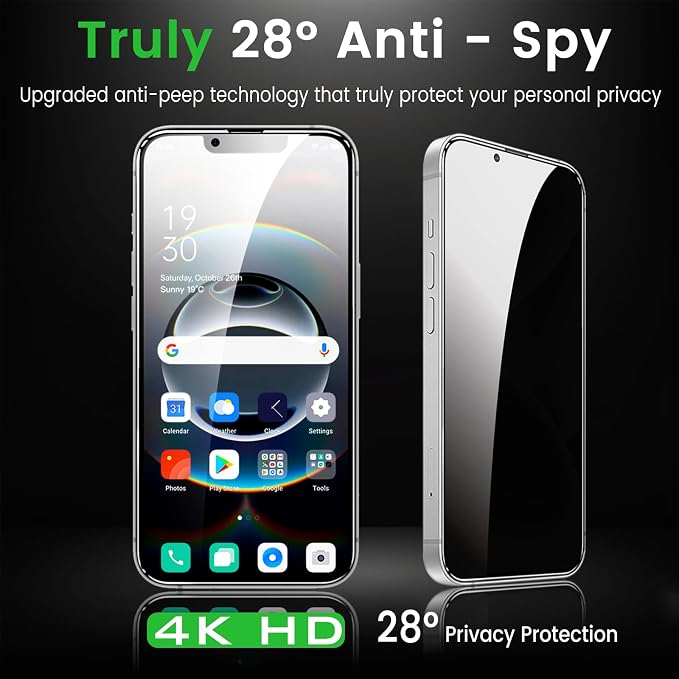 Romkasi 3 Pack Privacy Screen Protector for iPhone 16e 6.1 Inch with 3 Pack Camera Lens Protector, Anti Spy Tempered Glass Film, Anti-Scratch, Touch Sensitive, Case Friendly - Image 3