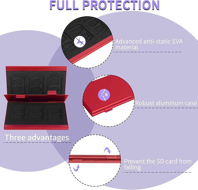 SD Card Holder, SD Card Case, LAVILI CF Memory Card Holder Case Aluminum | Alloy Hard Shell, Double-Layer Capacity for 6SD Cards and 12 TF Cards - Image 5