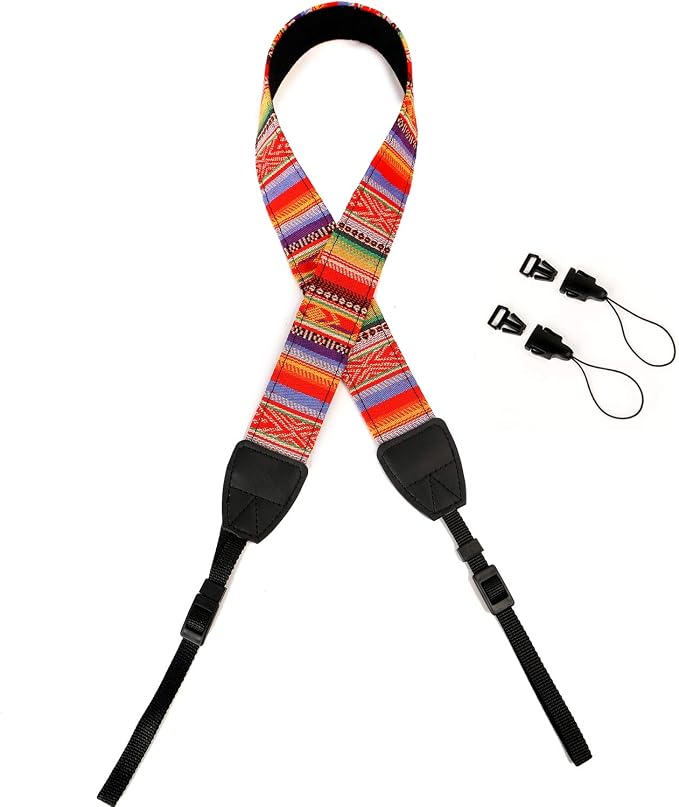 Camera Strap Canvas Rainbow Shoulder Strap with Quick Release Buckles | Adjustable Vintage Neck Shoulder Carrying Strap for DSLR SLR Most Digital Cameras - Image 4