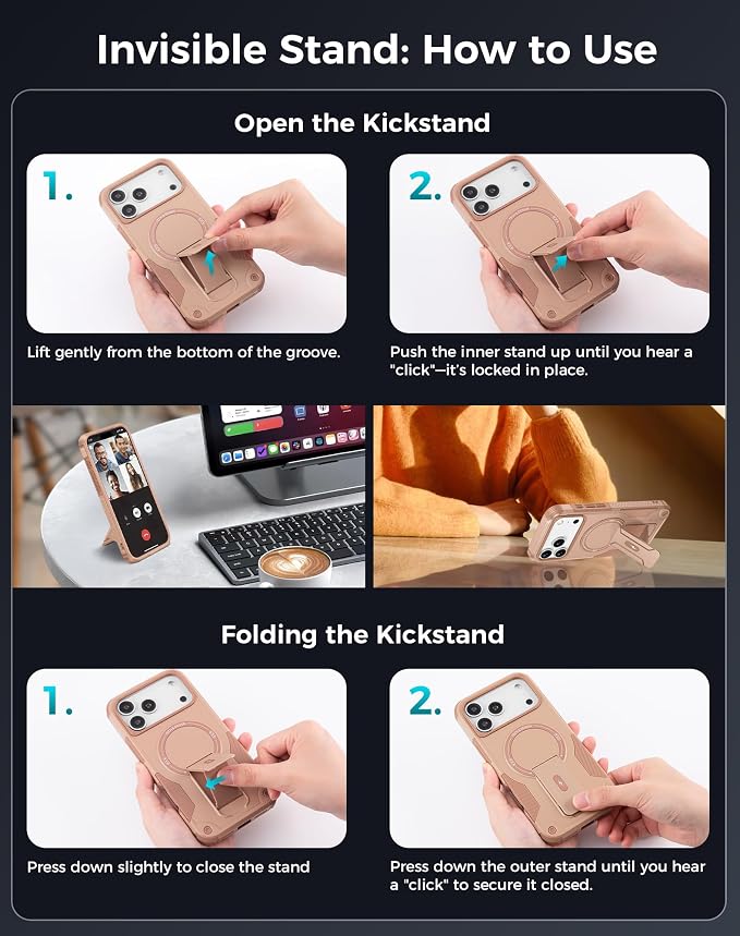 Goton 3 in 1 for iPhone 17 Pro Max Case with Privacy Screen Protector | Glass Camera Lens Protector,Compatible for MagSafe,Invisible Kickstand, Shockproof Phone Cover for iPhone 17 Promax - Image 8