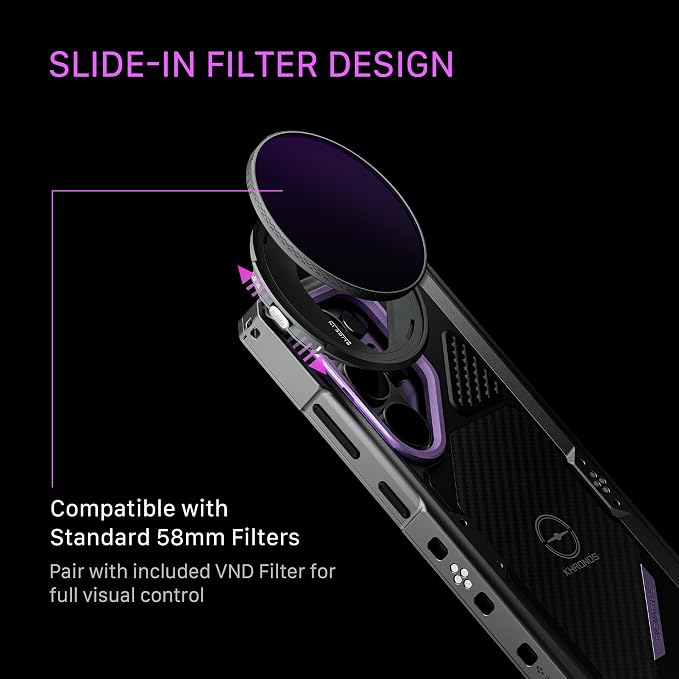 Tilta Khronos Ultimate Kit Compatible with Galaxy S26 Ultra | Smartphone Cage with Focus PD Handle | Cooling System V2 | USB-C Hub | ARCA Plate | 58mm ND Filter | Circular Wooden Handle | Space Gray - Image 6