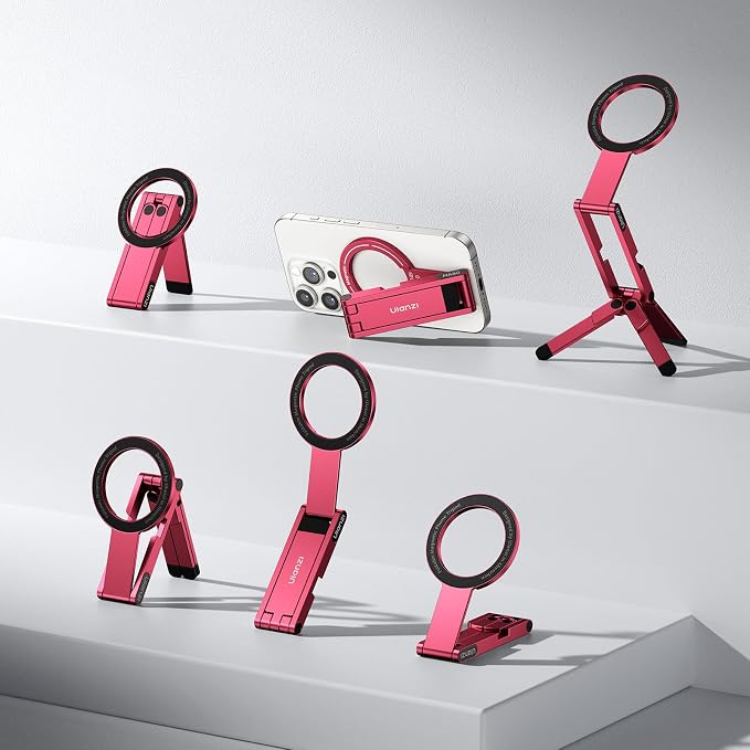 ULANZI MA60 Phone Tripod for Magsafe, Aluminium Mini Phone Stand Red | Pocket Size Cell Phone Stand, Foldable Selfie Stick for iPhone, Strong Magnet Quick Mount for iPhone 16 15 14 13 12 - Image 7