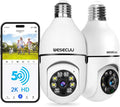 WESECUU Light Bulb Security Camera -5G& 2.4GHz WiFi 2K Security Cameras Wireless Outdoor Motion Detection and Alarm,Two-Way Talk,Color Night Vision,Human Detection, Bulb Camera Compatible with Alexa by WESECUU