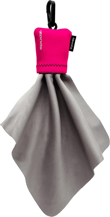 SPUDZ Classic Microfiber Lens Cleaner – Clip-On Pouch, Washable – for Binoculars, Scopes, Glasses, Screens | Classic | Pink, 6 x 6 Inch by SPUDZ
