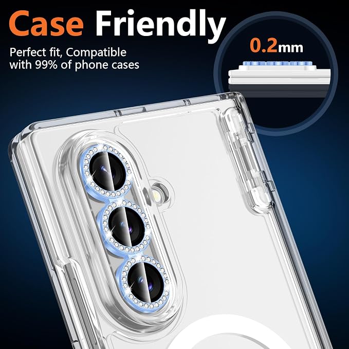 for Samsung Galaxy Z Fold 8 Ultra Camera Lens Protector, Individual Metal Ring Tempered Glass Lens Cover, [Strong Adsorption] Scratch Resistant Ultra-Thin HD Clear Lens Cover, 1 Set-Blue Diamond - Image 6
