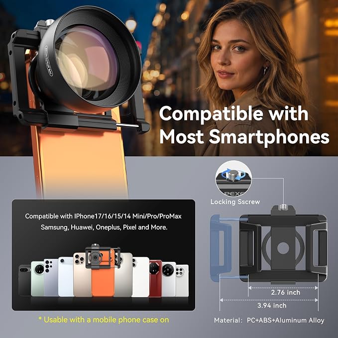 APEXEL 2X 50mm Portrait Master Telephoto Lens for iPhone | F1.05 Ultra-Large Aperture, 17mm Universal Clip, Phone Camera Zoom Lens Attachment Compatible with iPhone, Samsung and more - Image 6