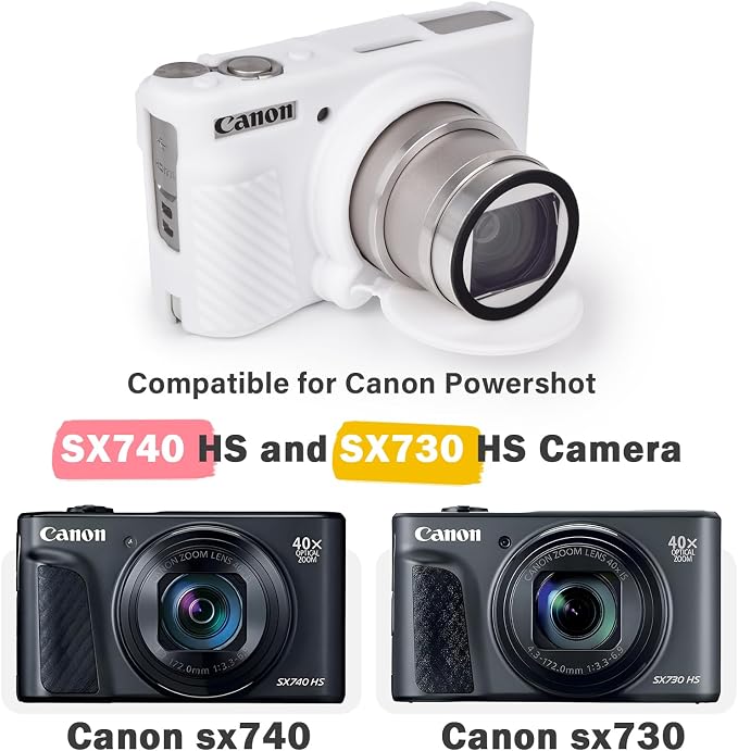 MUZIRI KINOKOO Case for Canon Powershot SX740/SX730 HS Digital Camera - Soft Protective Cover SX740 SX730 HS Camera Silicone Sleeve with Removable Lens Cover - Anti-Slip & Anti-Scratch - White - Image 2