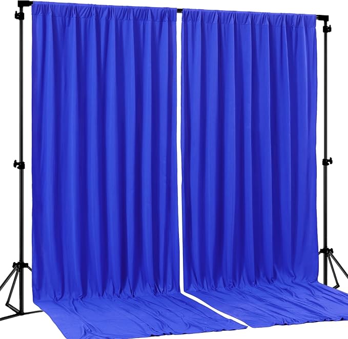 Royal Blue Backdrop Curtain 2 Panels-Wrinkle-Free Royal Blue Curtains Polyester Photography Drapes for Baby Shower Birthday Party Photo Background Backdrop Stand- 8 X10FT by WishCare