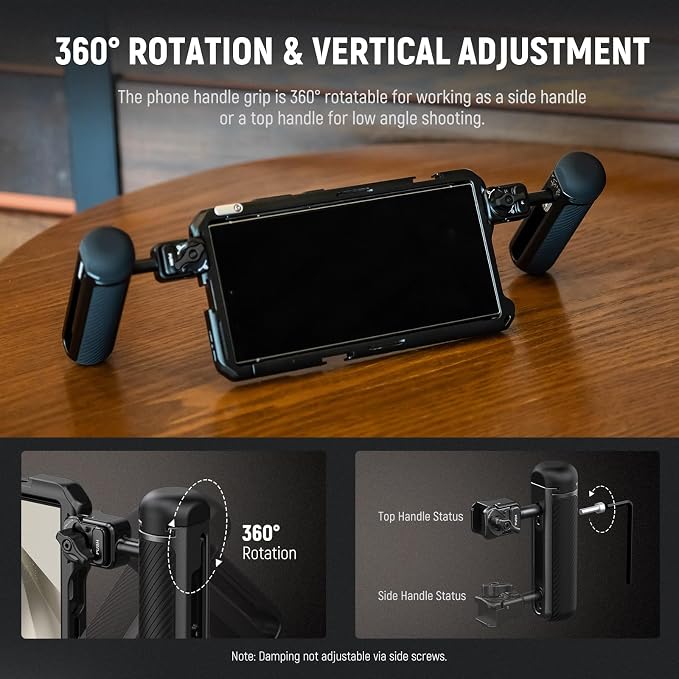 NEEWER Quick Release Side Handle for Phone Cage PA073 PA074 for 16 Pro/16 Pro Max, PA042 for Samsung S24 Ultra, with Covered Cold Shoe, Anti Off Pin, Black Lock, PA045B - Image 6