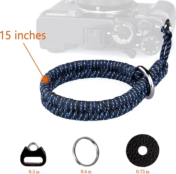Paracord Camera Wrist Strap Lanyard-Quick Release for DSLR Mirrorless Blue | Adjustable wrist size,High-strength paracord material, lightweight 1.16oz, secure metal clasp,Fits Canon Nikon Sony Fuji - Image 8