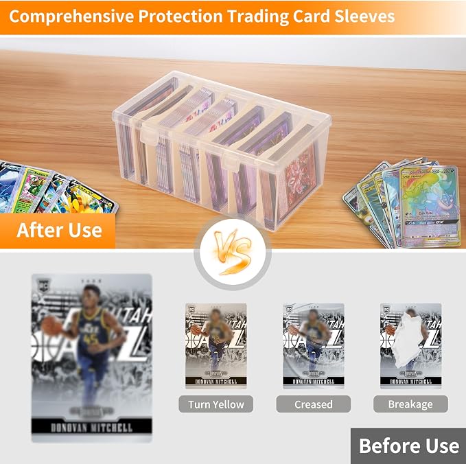Trading Card Storage Box with 6 Dividers,Toploads Storage Box Plastic Baseball Card Storage Box for 500+ Sports Cards 100+ Top Loads for MTG Magic TCG Yugioh Playing Card Case Holder (2 Pack) - Image 3