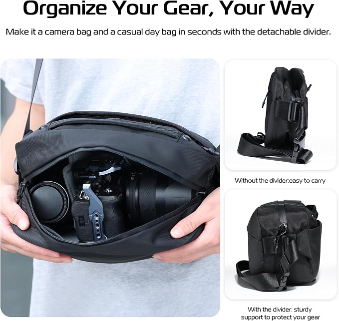 ULANZI 10L Camera Sling Bag, Water-Resistant Camera Case with Tripod Holder | DSLR/SLR/Mirrorless Camera Bags Crossbody for Photographers Video Photo Live Travel Outdoor Work Photography Accessories - Image 5