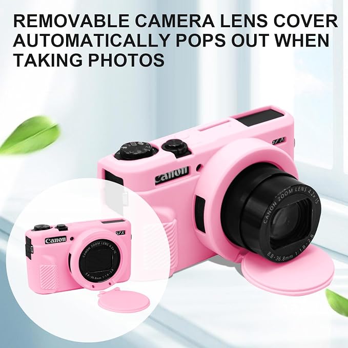 Case with Removable Lens Cover for Canon G7X Mark II/G7XII Camera(Pink) | Soft Silicone Camera Protective Case,Slim Fit,Anti-Scratch,Dustproof,Shockproof,Camera Accessories,For Travel,Daily Use - Image 5