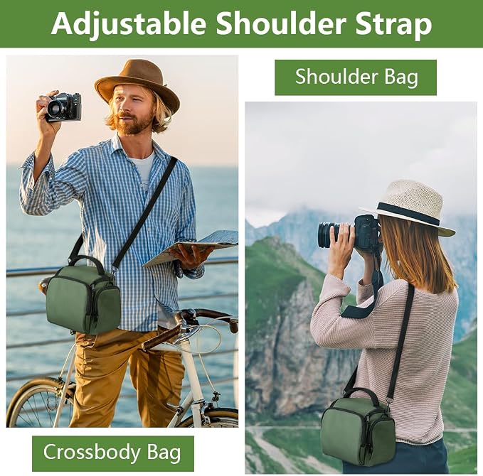 Ainiv DSLR Camera Bag, Large Waterproof Anti-Shock SLR Camera Case, Green | Adjustable Shoulder Strap Camera Backpack, Portable Crossbody Single Shoulder Backpacks Compatible with Canon, Sony, Nikon - Image 8