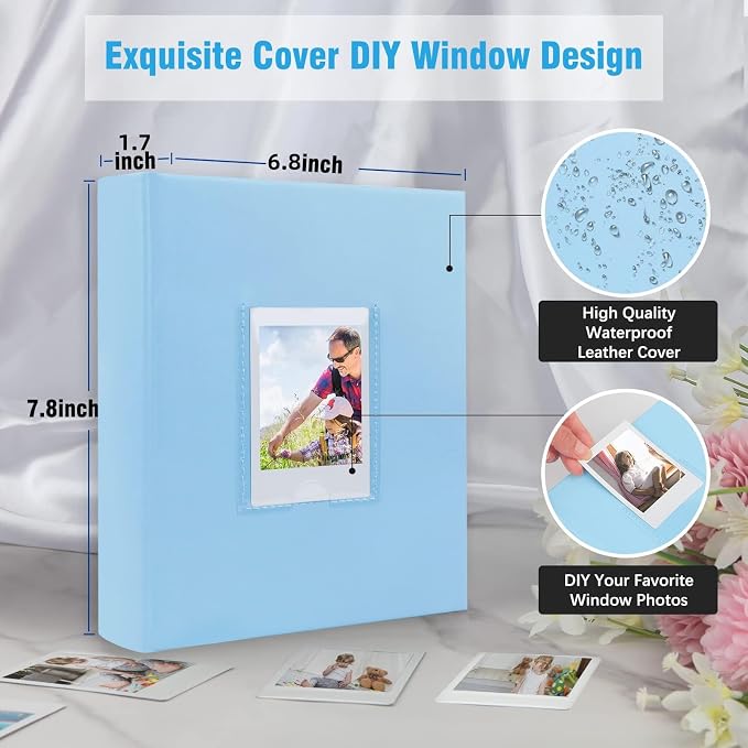Veicevol 180 Pockets Photo Album for Fujifilm Instax Mini Camera, Blue | Photo Album with Writing Space for Polaroid, Leather Cover, Secure Storage, Capture Every Story, Collect Precious Moments - Image 3