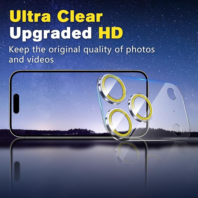 2 Pack for iPhone 17 Pro Max Camera Lens Protector | Bling Tempered Glass 9 Hardness,Anti-Scratch High Definition Camera Screen Protector (Gold) - Image 7