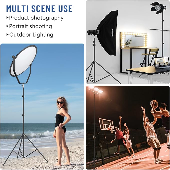 13ft Heavy Duty Light Stand Photography, Sdfghj Air Cushioned 13'/160inch/400cm Sky High Tripod Lighting Stand with Case for Gimbal Stabilizer Video Camera Sports Shooting Studio LED Ring Light Flash - Image 5