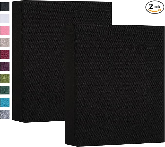 Mublalbum 2 Pack Small 4x6 Photo Album, 52 Pockets, Linen Cover,Black | Linen Cover, Portable Mini Picture Book, Holds 52 Vertical Pockets for Artwork Postcards, Picture Storage by Mublalbum