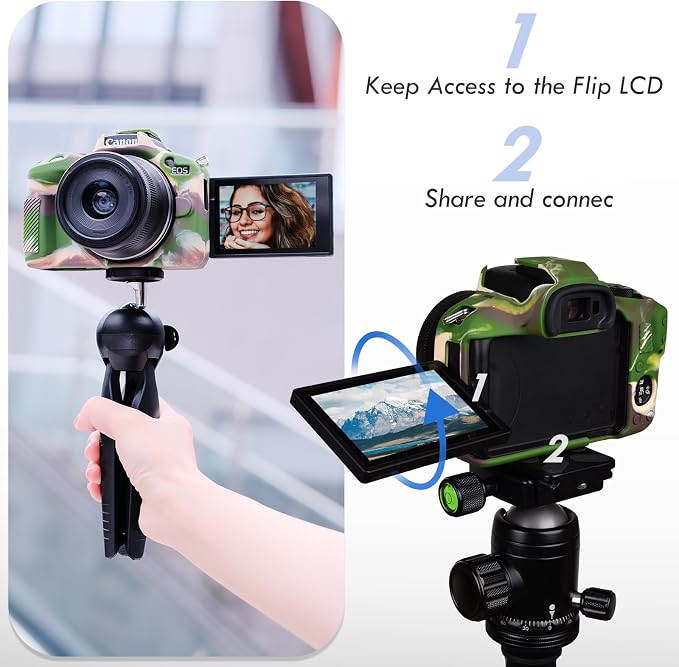 Rieibi EOSR50 EOS R50 Case, Soft Silicone Protective Case for Canon EOS R50 EOSR50 Vlogging Camera, Lightweight EOS R50 Camera Case Cover Grip Body Skin - Camouflage - Image 5