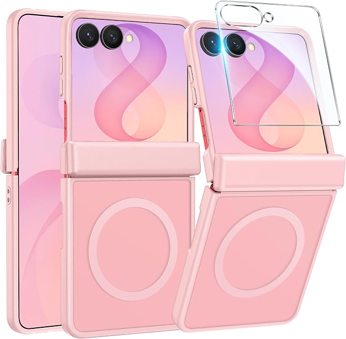 FNTCASE for Samsung Galaxy Z Flip 8 Case, Fit for Magsafe, Screen Protector | Hinge Protection, Translucent Matte, 18FT Military Grade Drop Proof, Protective Phone Cover, Light Pink by FNTCASE