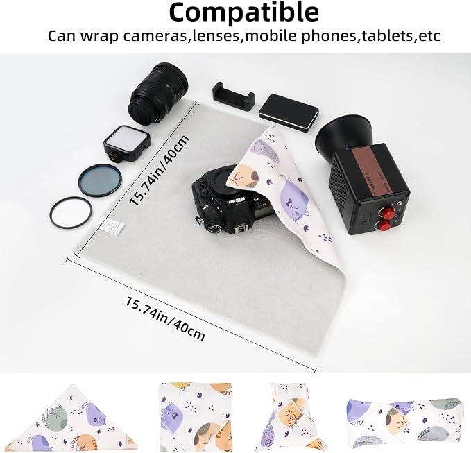 Camera Wrap, Protective Wrap Anti-Scratch Lens pouche, Magic Self-Adhesive Cloth, Universal Storage Cloth for DSLR, Smartphones, Laptops, electronics,Cosmetic,whatever you need to protect - Image 5